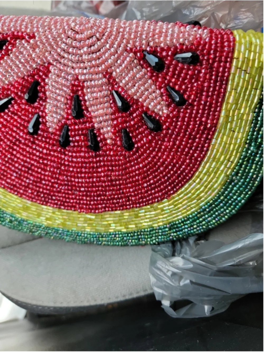 NWT Watermelon Beaded Crossbody Purse Made In India Fruit Chain Strap Summer